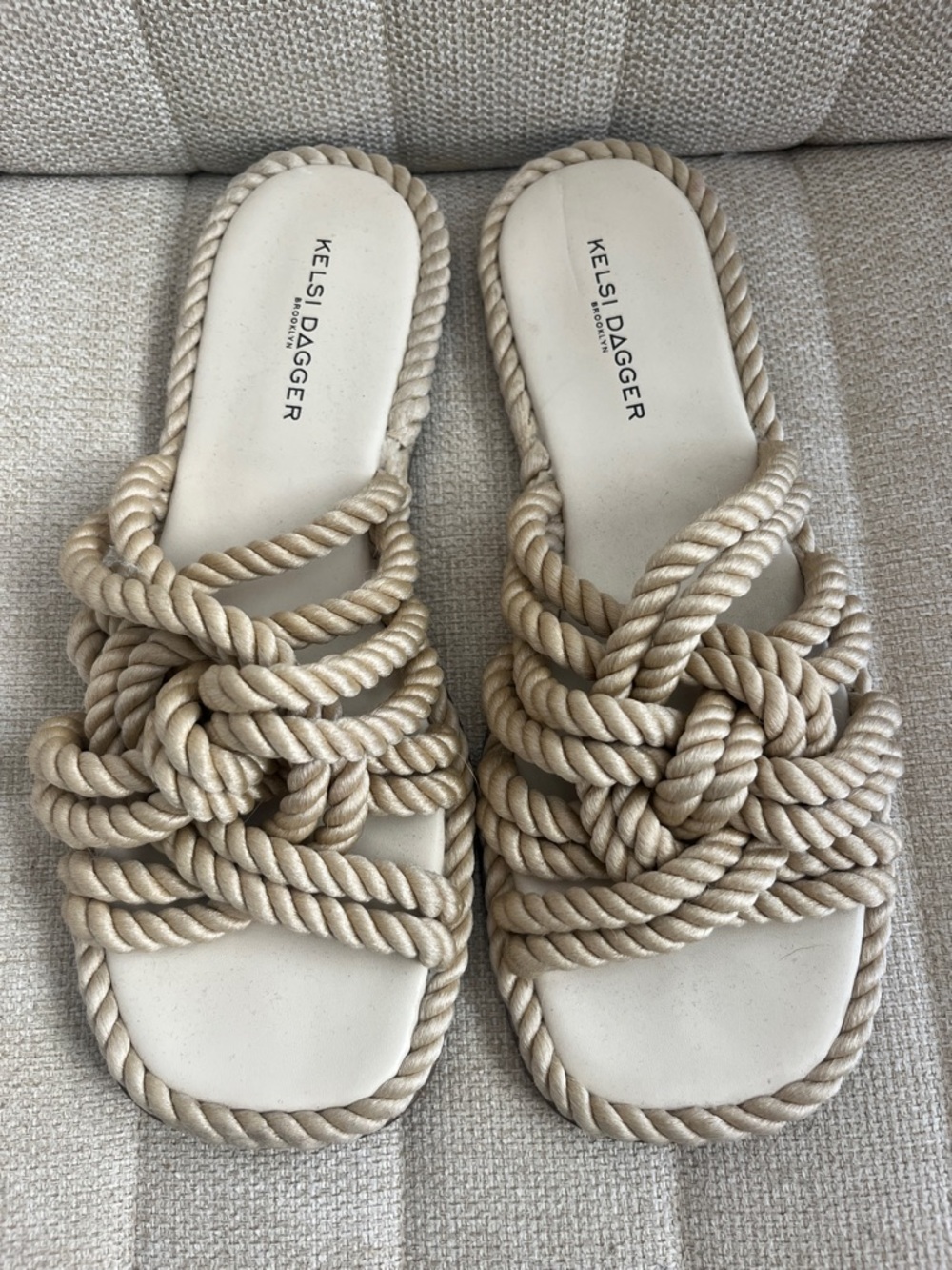 Kelsi dagger Brooklyn rope beachy slide sandals cream size 8 - Picture 2 of 6